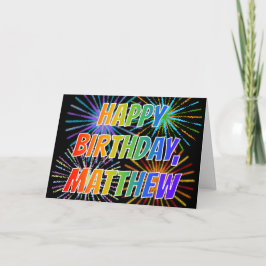Cartão Primeiro Nome "MATTHEW" Diversão "FELIZ ANIVERSÁRI