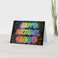 Primeiro nome "MINDY" Diversão "FELIZ ANIVERSÁRIO"