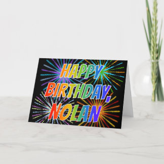 Cartão Primeiro nome "NOLAN" Diversão "FELIZ ANIVERSÁRIO"