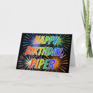Cartão Primeiro Nome "PIPER" Diversão "FELIZ ANIVERSÁRIO"