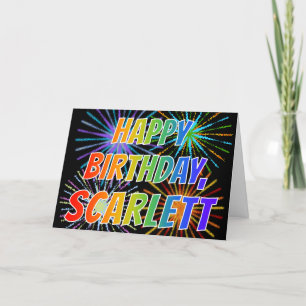 Cartão Primeiro nome "SCARLETT" Diversão "FELIZ ANIVERSÁR