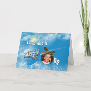 Cartão Primeiro urso de aniversário no avião