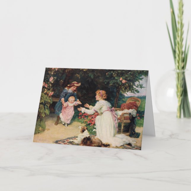 Cartão Primeiros passos, 1910, de Fred Morgan (1847-1927) (Frente)