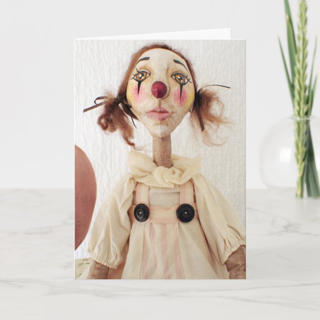 Cartão Primitive Folk Art Clown Birthday Card (Frente)