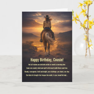 Cartão Primo Aniversário Feliz Espírito Cowgirl País Oest