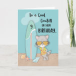 Cartão Primo Birthday Beach Funny Legal Raccoon<br><div class="desc">Prepare-se para participar de uma celebração especial que vai acontecer em breve. Será o 9º aniversário do seu primo legal e você precisa de um cartão divertido para presenteá-lo assim que isso acontecer. Use esta carta para tornar sua celebração mais divertida do que já é.</div>