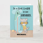 Cartão Primo Birthday Beach Funny Legal Raccoon<br><div class="desc">É o cartão que você precisa para fazer uma saudação de aniversário divertida para seu bonito primo quando ele celebrar seu 9º aniversário. Com uma frente personalizável, você seria capaz de personalizar o cartão para o nome dele, permitindo que você tivesse um cartão personalizado de saudação de 9 anos para...</div>