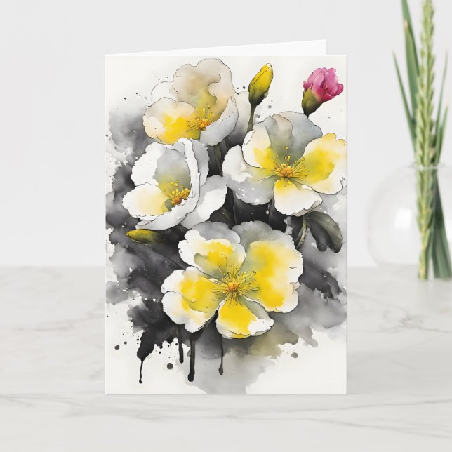 Cartão Primrose - Watercolor flowers (Frente)