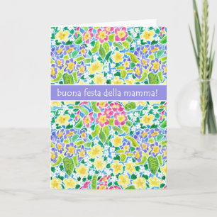 Cartão Primroses Mother's Day Card, Italian Greeting