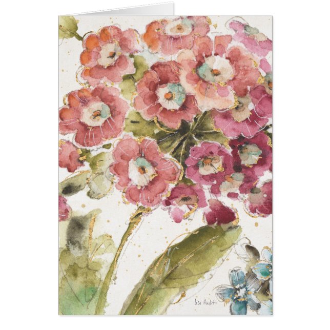 Cartão Prímula cor-de-rosa (Frente)