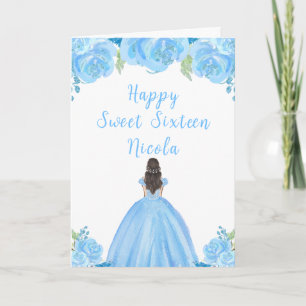 Cartão Princesa Azul Floral, Princesa Castanha, 16