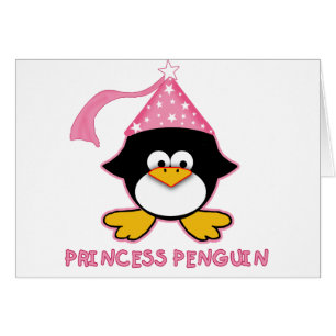 Cartão Princesa cor-de-rosa Pinguim