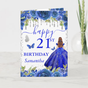 Cartão Princesa de Cabelos Vermelhos Vestido Azul Real An