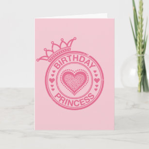 Cartão Princesa do aniversário - rosa -