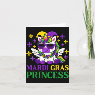 Cartão Princesa do Mardi Gras Nova Orleans Garota Unicórn