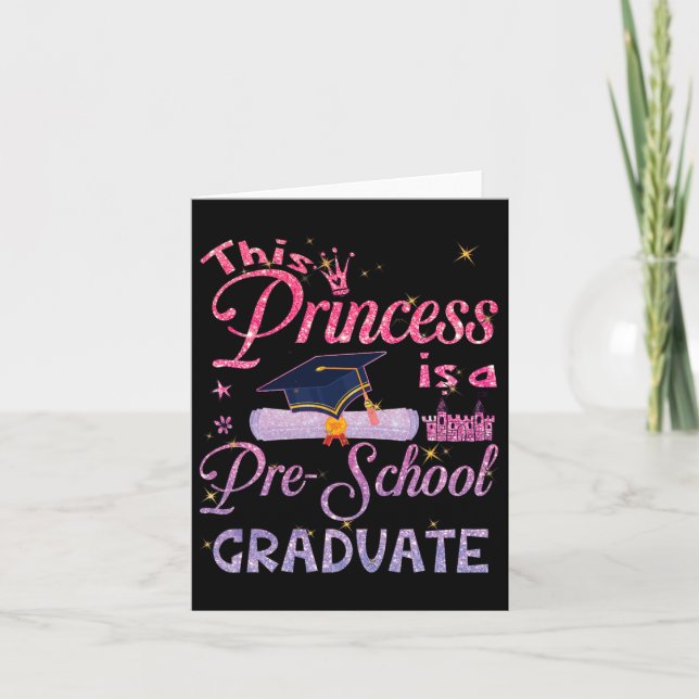 Cartão Princesa É Graduação Pré-Escolar Pré-K (Frente)