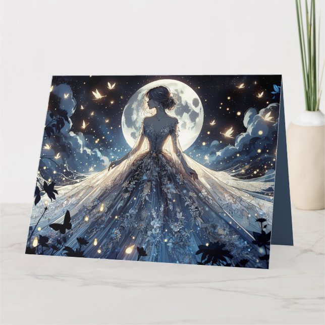 Cartão Princesa Fada ao Luar Vestido Celestial (Frente)