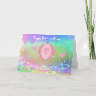 Cartão Princesa Fairy Tale Carruagem Birthday
