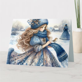 Cartão Princesa Fantástica de inverno em Terras Fairítala