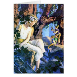 Cartão Princesa justa de Maxfield Parrish e os gnomos