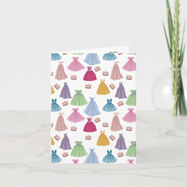 Cartão Princesa Veste Fairytale Pequena Garota (Frente)