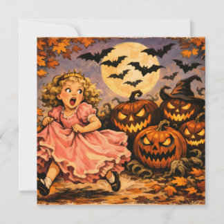 Cartão Princesa Vintage e Jack o Lantern de Halloween