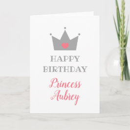 Cartão Princess Crown - Calligraphy Name - Happy Birthday