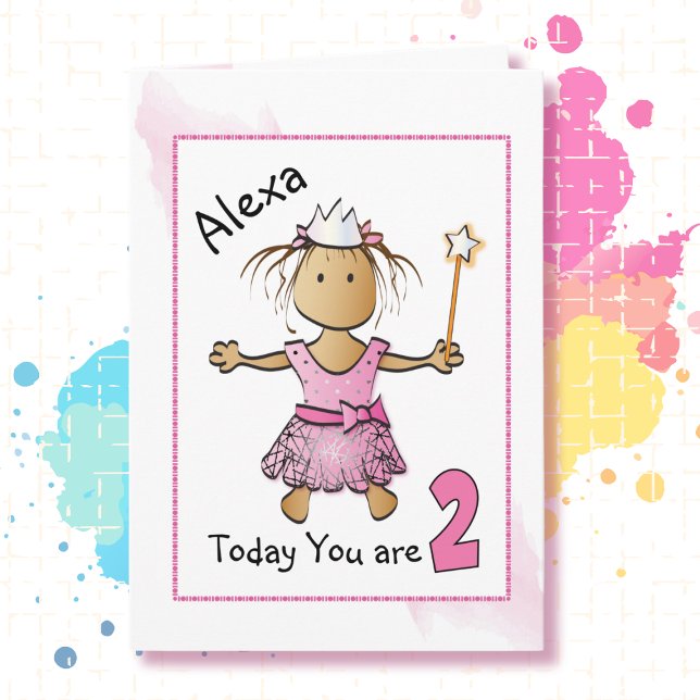 Cartão Princess Pink 2nd Birthday Card for Her (Criador carregado)