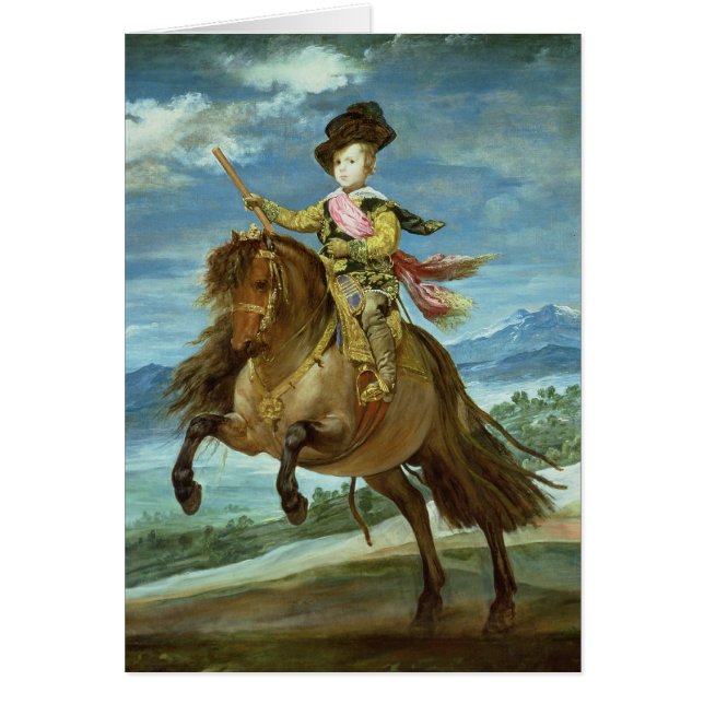 Cartão Príncipe Balthasar Carlos a cavalo, c.1635-36 (Frente)