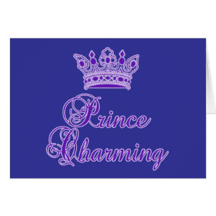 Cartão Príncipe encantamento no roxo real para o bebê ou