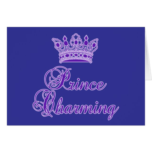 Cartão Príncipe encantamento no roxo real para o bebê ou (Frente Horizontal)