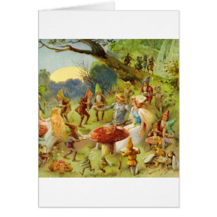 Cartão Príncipe feericamente e Thumbelina na floresta