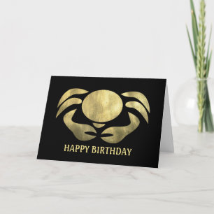 Cartão Printed Rustic Gold Cancer Crab Birthday