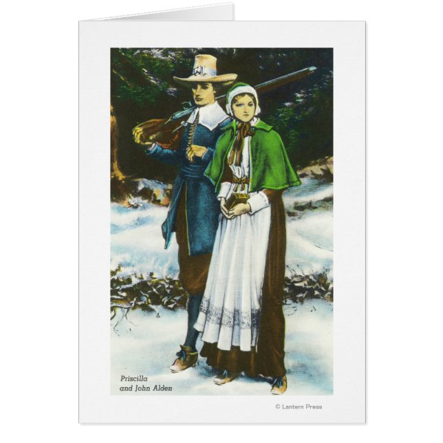 Cartão Priscilla e John Alden Scene (Frente)
