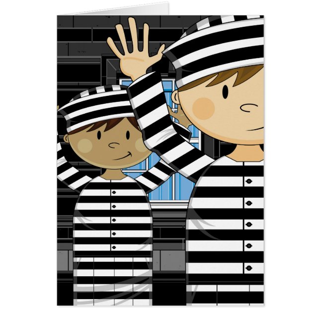 Cartão Prisioneiros escapados desenhos animados no (Frente)