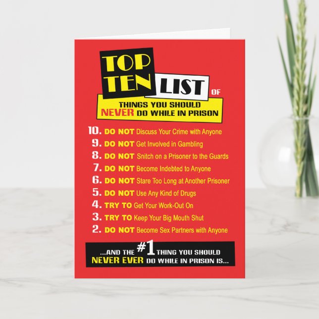 Cartão Prison Cards - Top Ten (Frente)