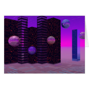 Cartão Procura do monólito, violeta abstrata da cidade