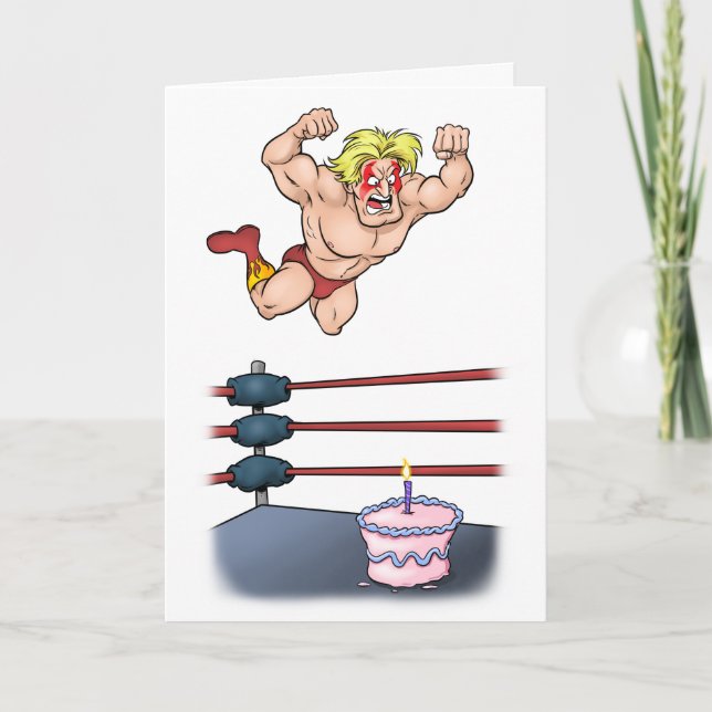 Cartão Professional Wrestler Slammin' Birthday (Frente)