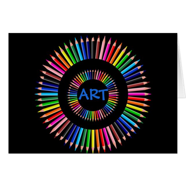 Cartão Professor de Arte, Lápis Coloridos (Frente Horizontal)