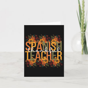 Cartão Professor de Espanhol Dia de Ação de Graças Ensino