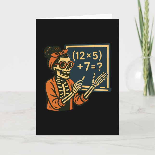 Cartão Professor de Halloween Seis Sete Meme 6 7 Esquelet (Frente)