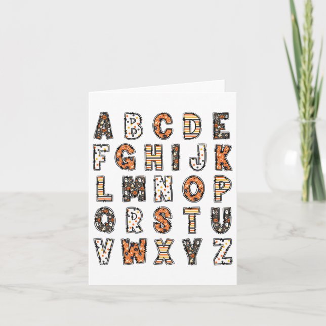 Cartão Professor de Halloween Spooky Alphabet (Frente)