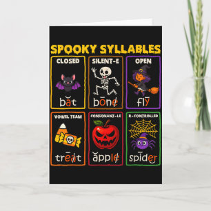 Cartão Professor de Leitura de Halloween Sílabas Assustad