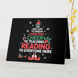 Cartão Professor de Leitura Elfo de Natal Alegria de Nata