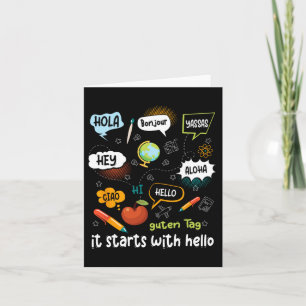 Cartão Professor de Língua de Inclusão de Amizade Começa 