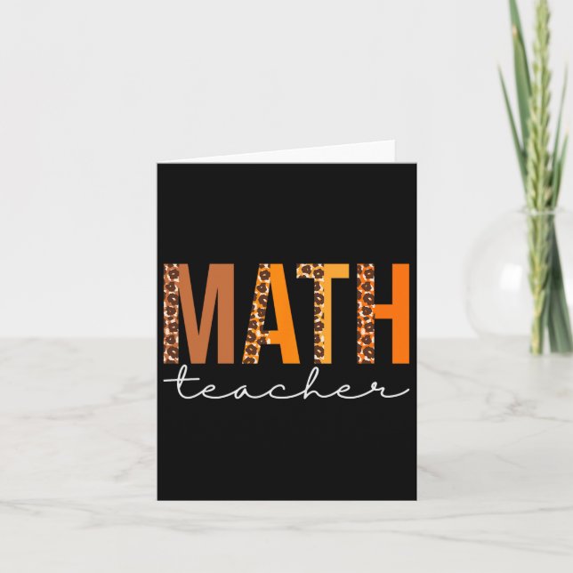 Cartão Professor de Matemática Leopardo Squad Fofo Outono (Frente)
