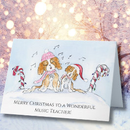 Cartão Professor de Música Feliz Natal CKCS Dogs