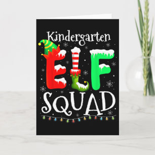 Cartão Professor de Natal Elf Squad Luzes Jardim de Infân