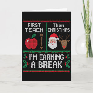 Cartão Professor Engraçado Férias de Natal Primeiro Ensin