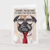 Professor Funny Pug Dog em aposentadoria de gravat
